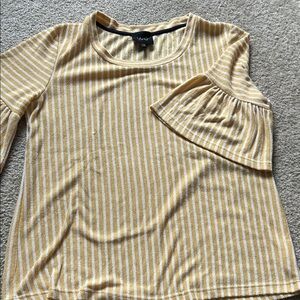 W5 Yellow and White Striped Long Sleeve Top